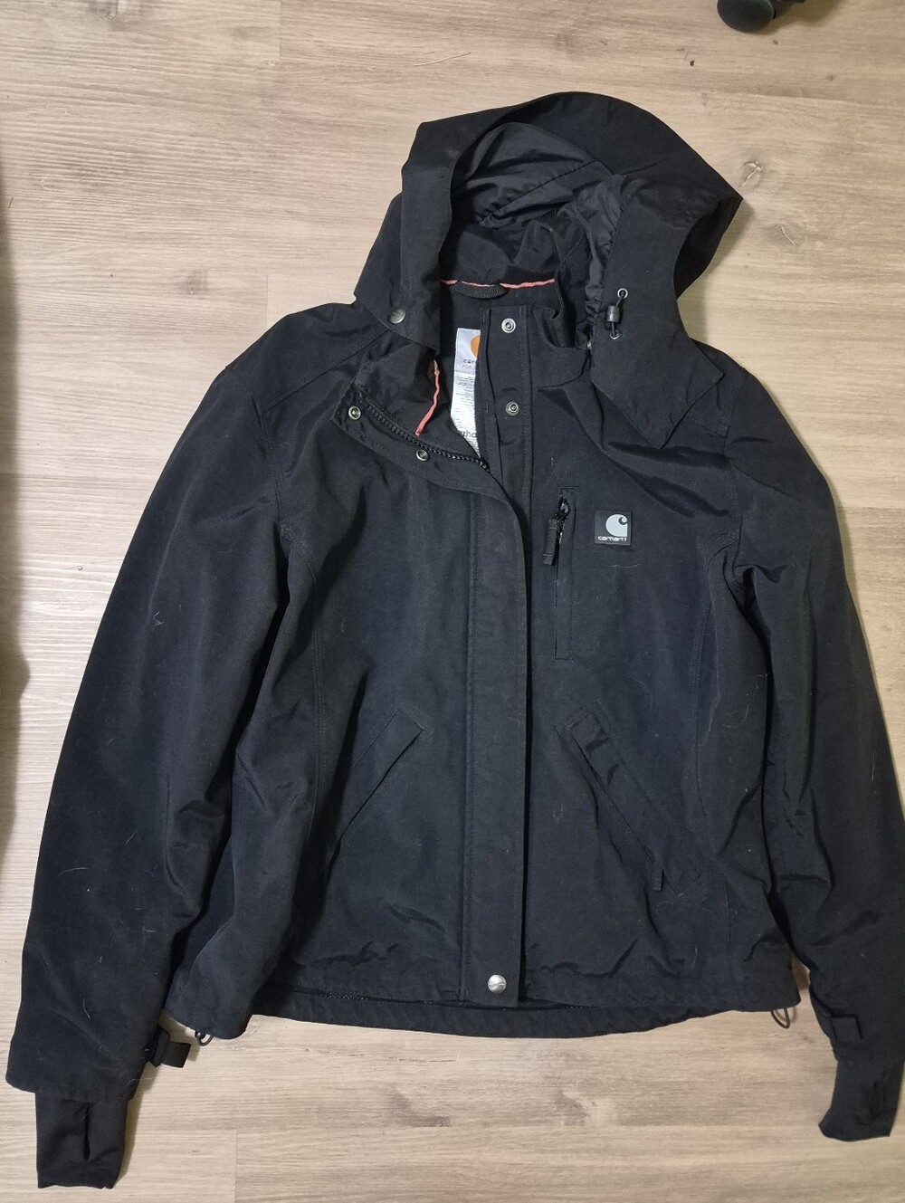 Carhartt Womens Black Hooded Rain Jacket